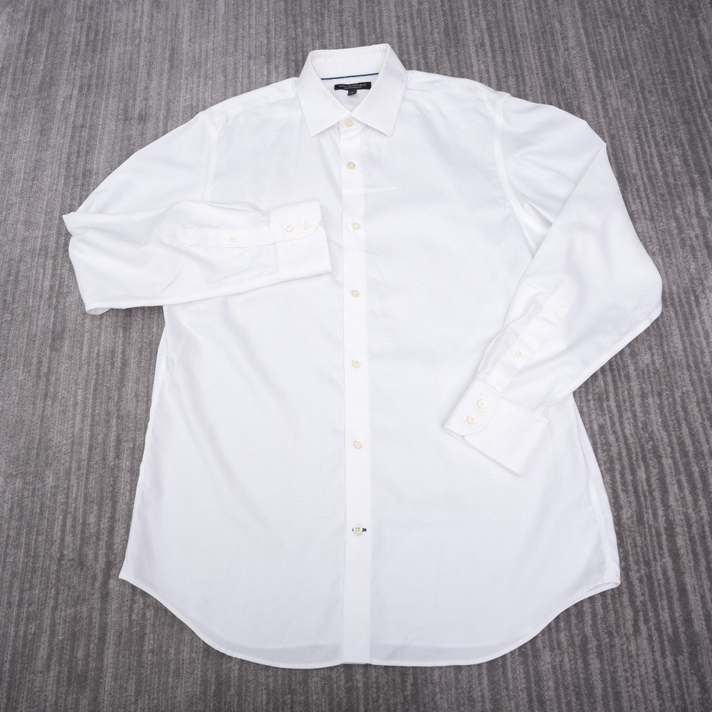 Banana Republic Dress Shirt Mens L White Excellent Non-Iron Slim Fit Long Sleeve